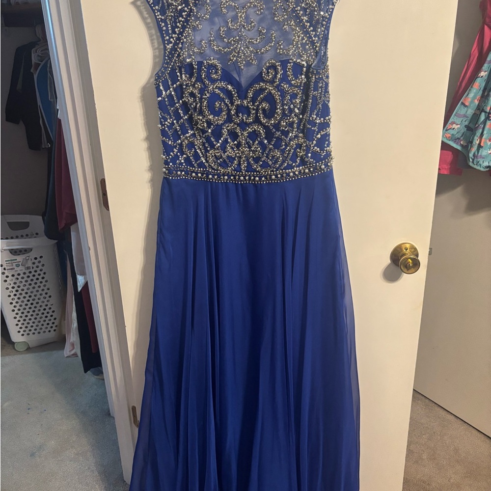 Jovani Royal Blue Beaded Prom Gown